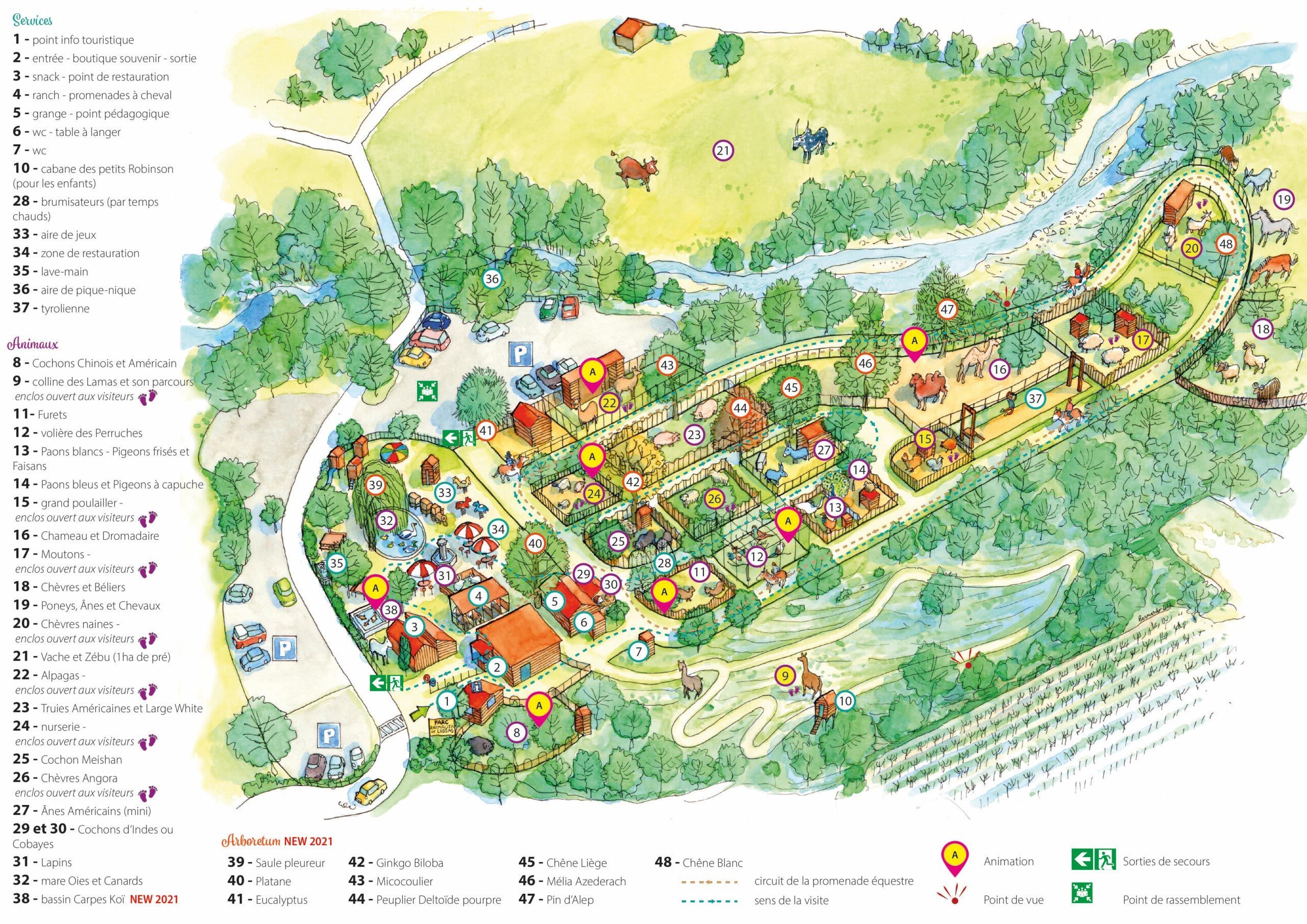 Le plan du Parc Animalier de Lussas